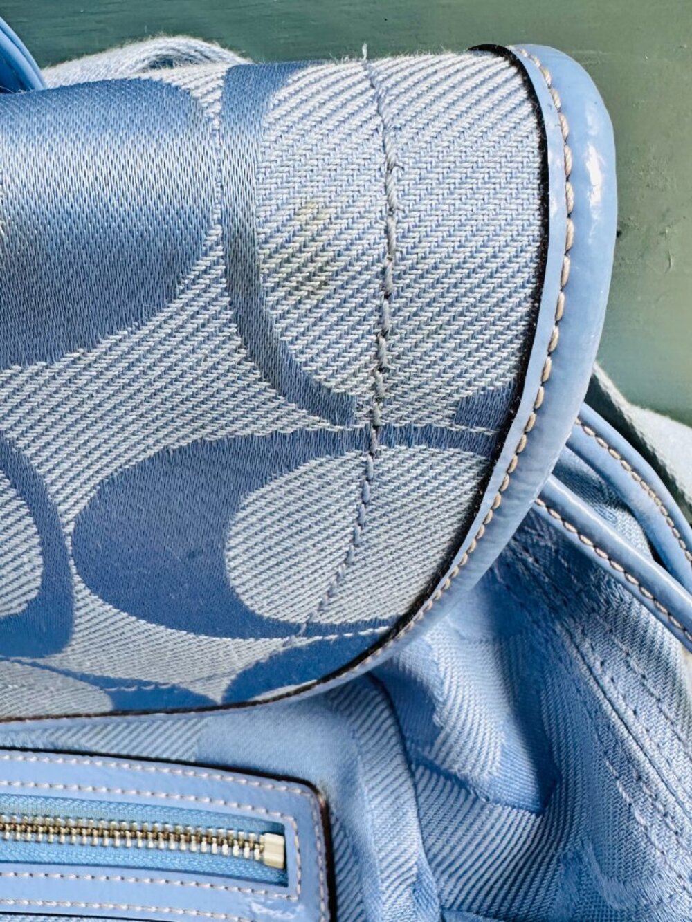 Coach Kyra Daisy Signature Backpack Blue Jacquard Flower Charm F16556 Rare Y2K - Picture 7 of 16